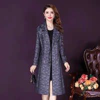 autumn winter middle aged mother windbreaker coats korean plus size 5xl fashionable womens coat formal print long trench coat