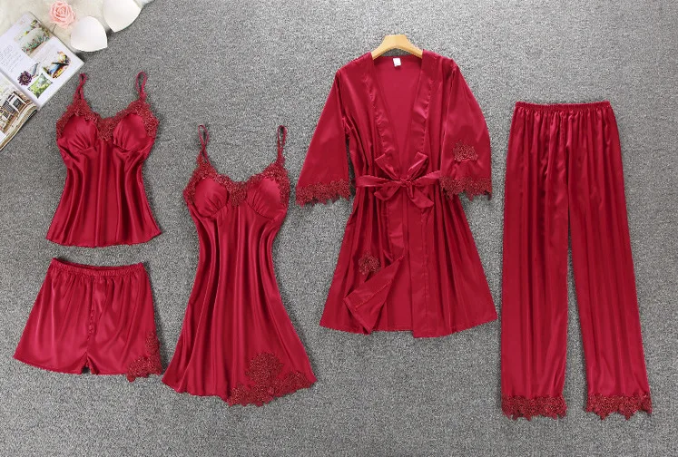 5 шт. Женский пижамный комплект на бретельках с топом и брюками | Женская одежда