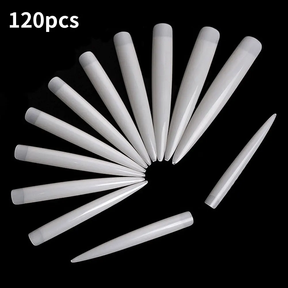 

120PCS Full Cover Fake Nail Artificial Fake Nails Long Nail Art Tips Removable Acrylic Full Cover False Nails Clear Tips