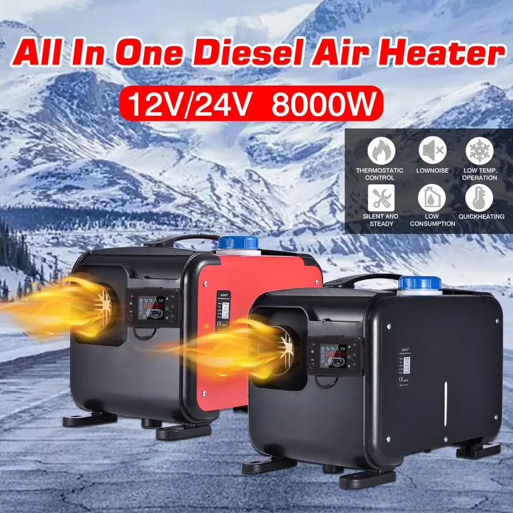 

12/24V 5-8KW Universal Car Diesel Fuel Air Parking Heater Black Display For Trucks / Motor-home / Boats / Camper Van Winter Warm