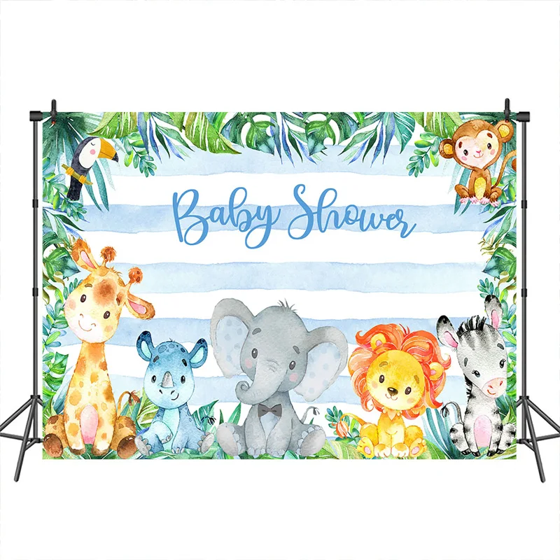 Фон для фотосъемки в джунглях сафари детские животные день рождения декорация