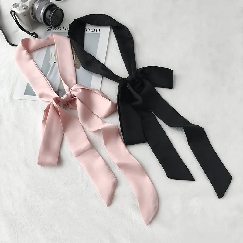 

Silk Scarf Women Hairband Ribbons Soft Pure Color Tied Scarves Belts Scarf Bag Decoration Tie Multifunction Hand Ribbon Scarf