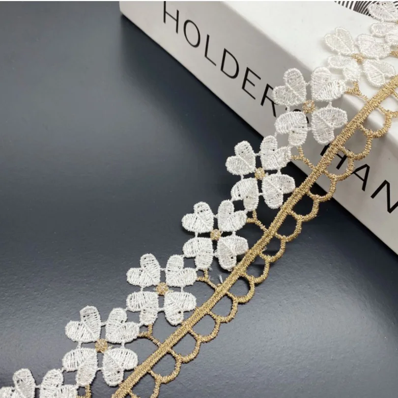 Кружевная ткань с белыми цветами Ширина 3 5 см гипюровая кружевная отделка лента