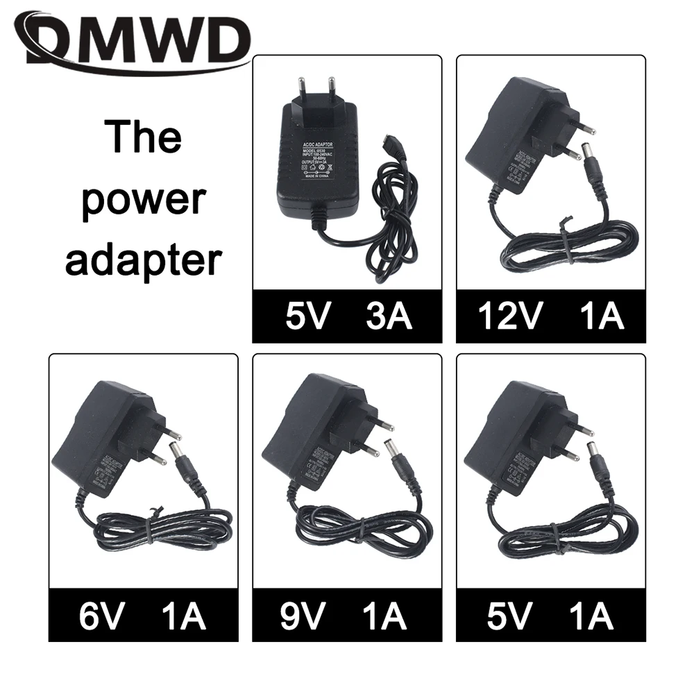 Адаптер питания, 5 в постоянного тока, 6 в, 9 В, 12 В, 100-240 В переменного тока, 1 А, 3 А, адаптер зарядного устройства для светодиодных лент, 5,5x2,5 мм, микро-USB