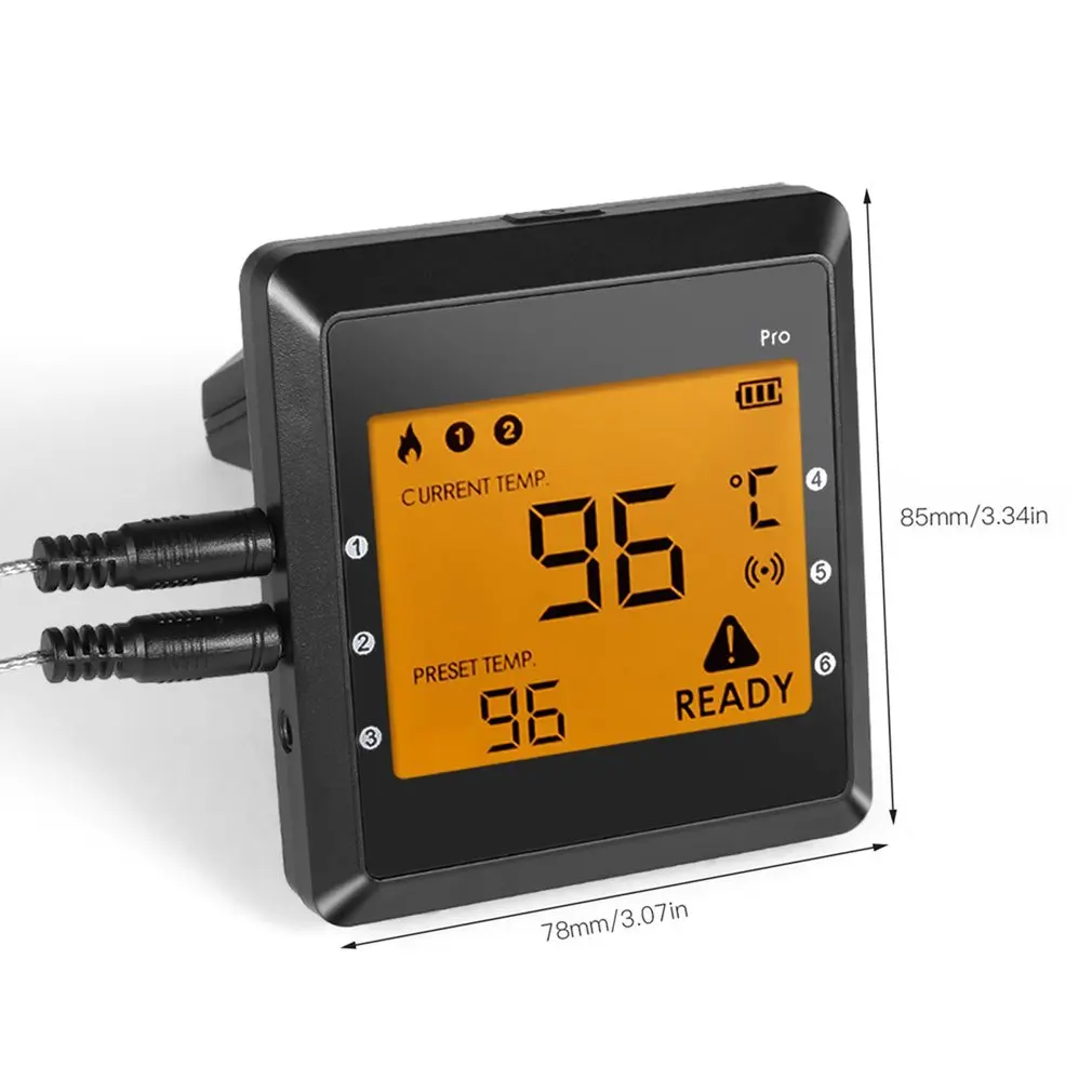 

Smart Barbecue Probe Wireless Bluetooth Digital BBQ Thermometer 6 Channels 6 Probes Food Meat Display Real Time Status