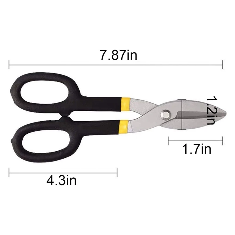 

HOT Tin Snip Flat Blade Straight Metal Shears for Cutting Metal Plates Industrial Tools (8 Inches)
