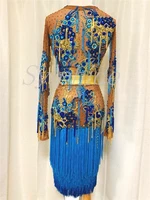 GOODANPAR New Style Latin Dance Dress Women Girls Lycra Dance Wear Salsa Samba Rumba Costume With Bodysuit Bra meshSexy Dresses