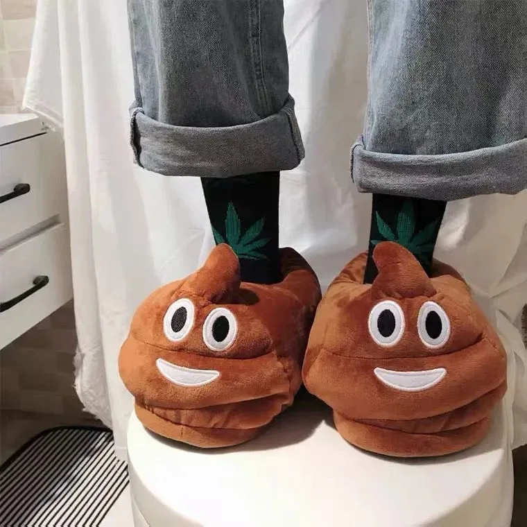 

Lisapie Winter Slippers Cute Funny Poop Home Flats Non-slip room slides Women Shoes Warm Soft Indoor Slippers Men Plush Shoes
