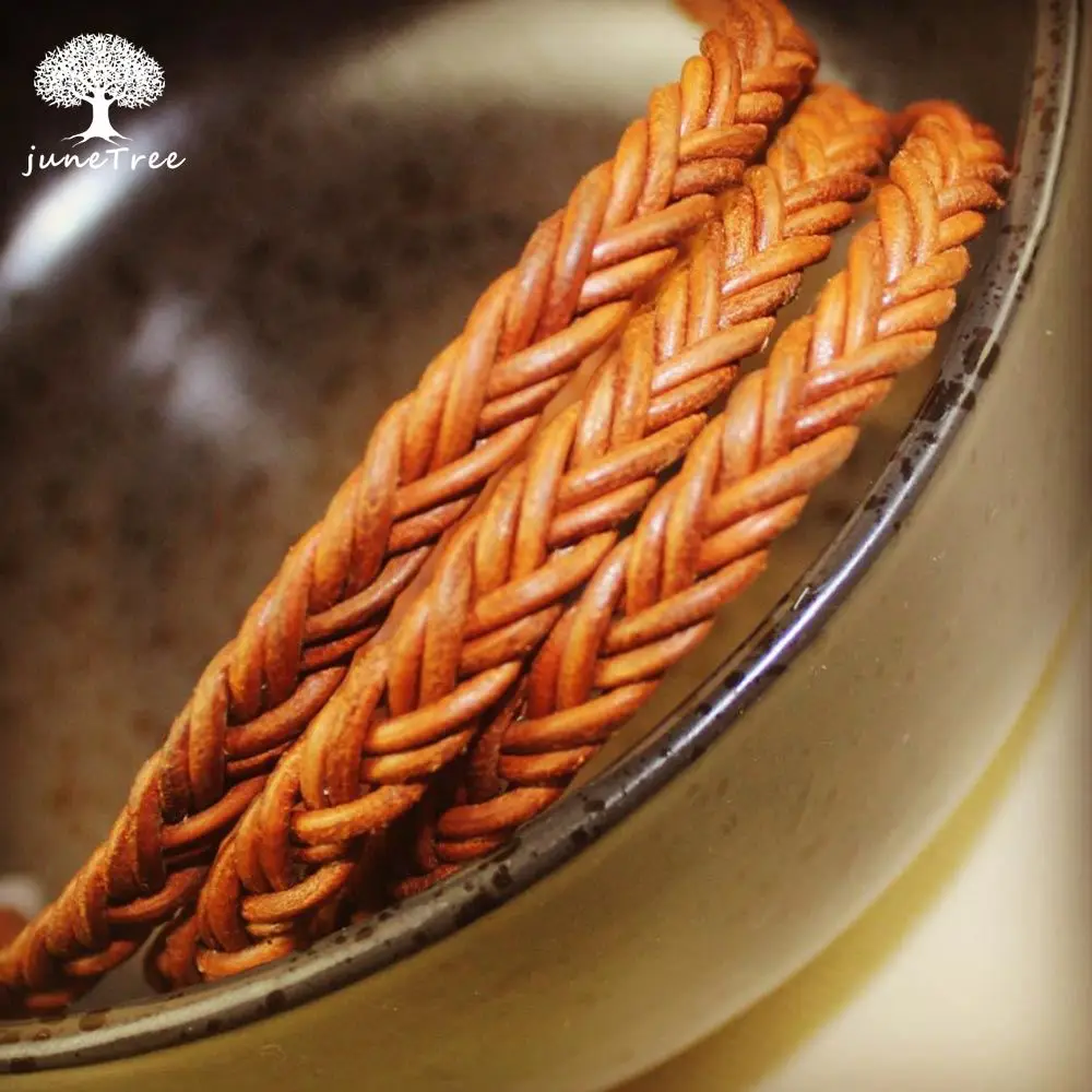 Junetree вязальная полоса из натуральной воловьей кожи Круглая Плоская веревка