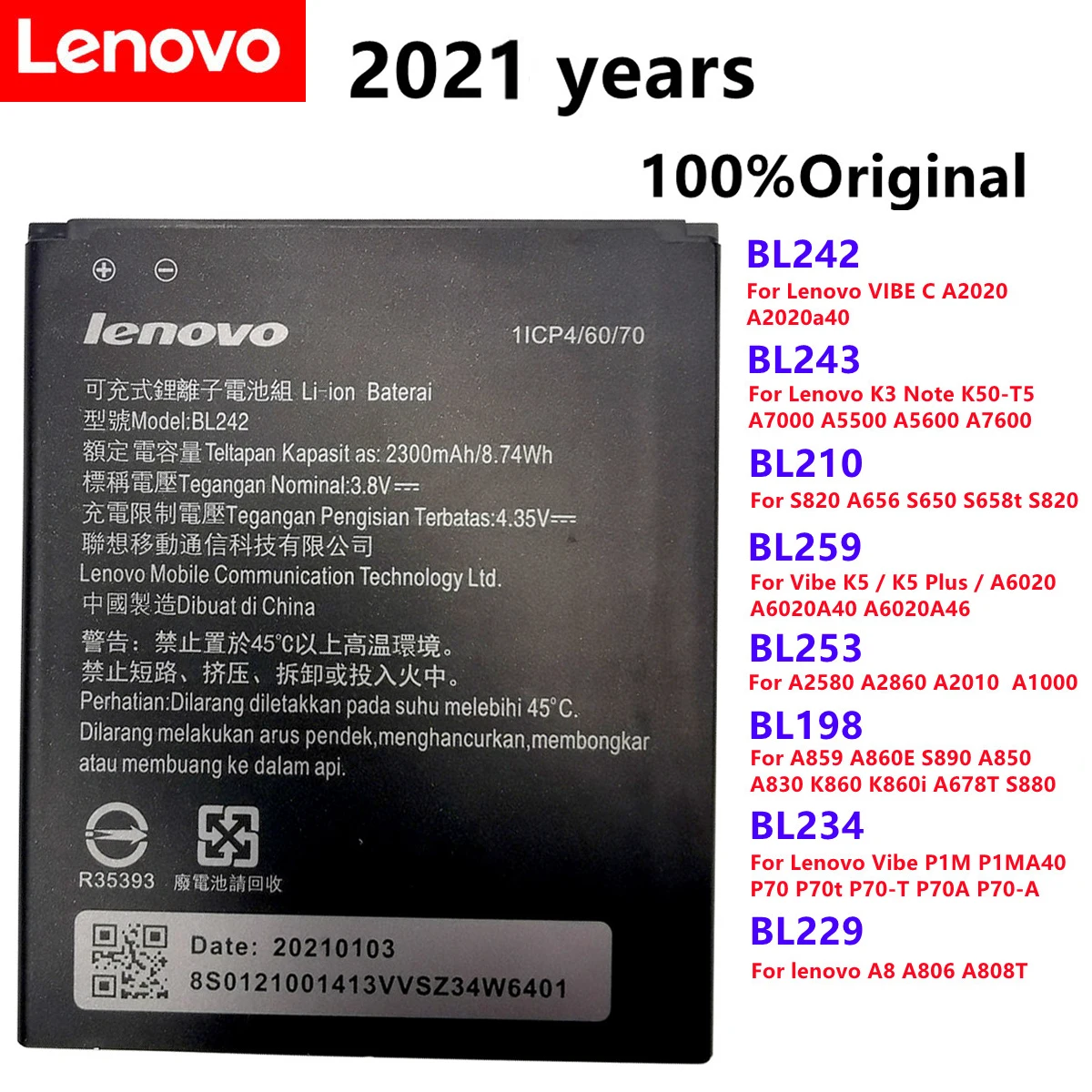 BL243 BL210 BL259 BL242 батарея для lenovo K3 K30 W T A6000 A3860 A3580 A3900 A6010 плюс мА/ч. аккумулятор