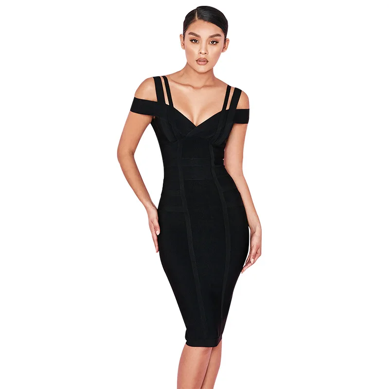 

Summer Bandage Dress Off Shoulder Sexy V Neck Spaghetti Strap Short Sleeve Backless Bodycon Elegant Club Evening Party Dresses