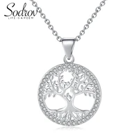 sodrov silver 925 necklace zircon tree of life silver pendant necklace for women silver 925 jewelry lucky tree pendant necklace