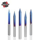 1 шт. 3,175 мм хвостовик 2 канавки прямой Фрезерный резак 0,1-0,5 мм нано синее покрытие V-образная головка 2030456090 градусов гравировальное долото с ЧПУ