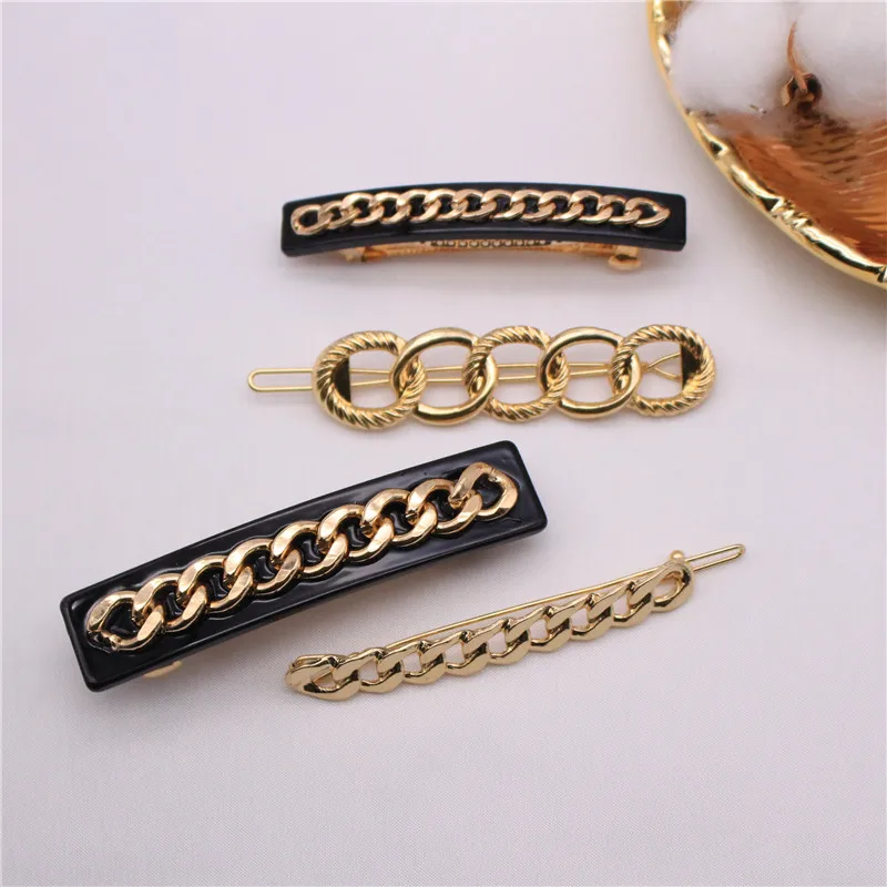 

European And American Fashion Chain Hairpin Korean Version Of Simple And Versatile Back Head Clip Hair Accessories