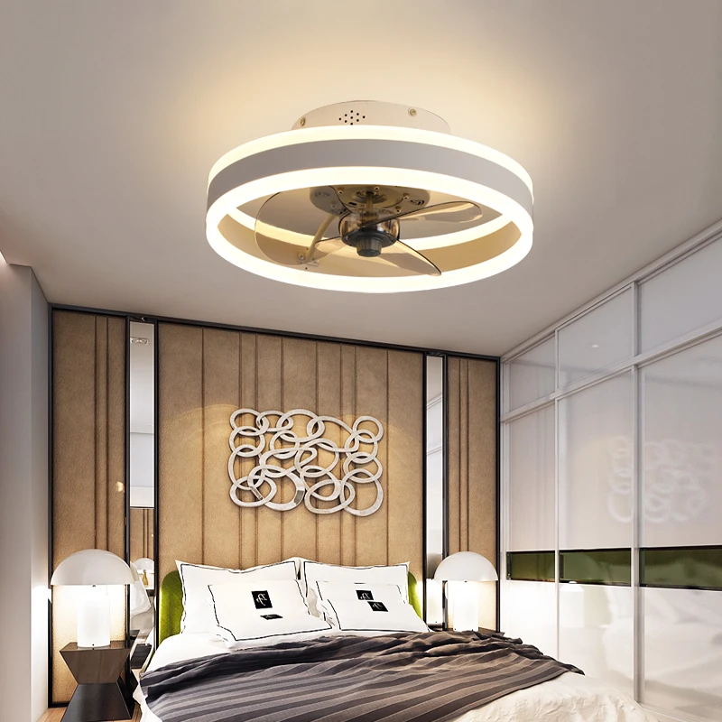 Modern minimalist ceiling fan light crystal decorative LED remote control lighting bedroom lamp AC 220V/110V | Освещение