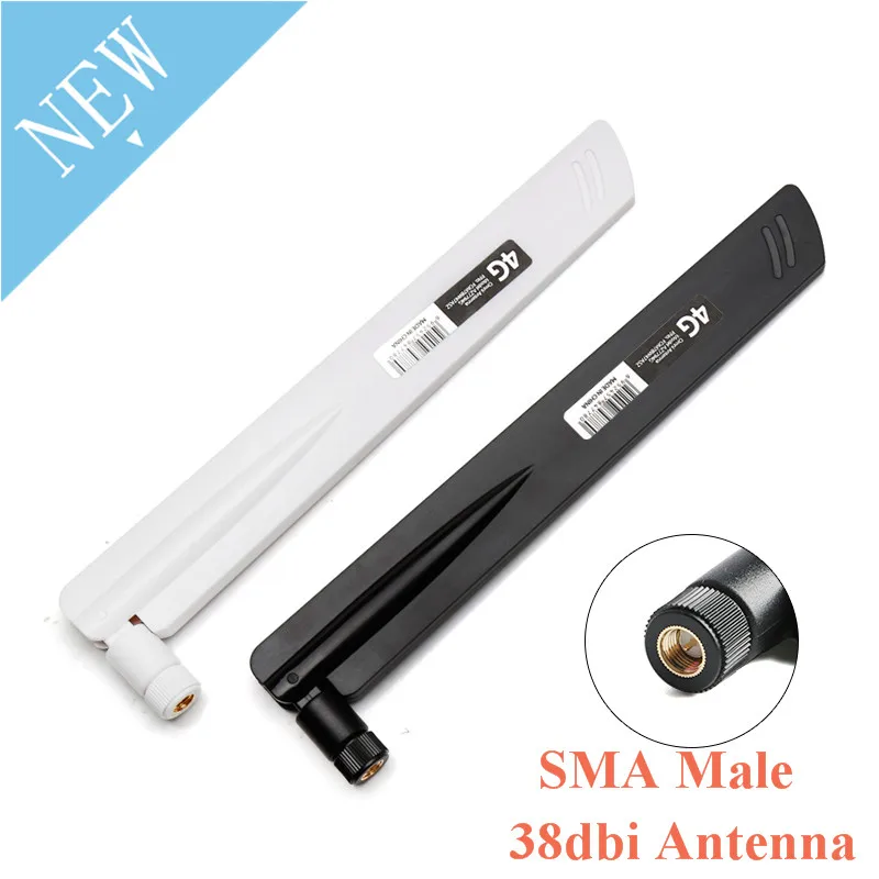 Антенна 38 дБи LTE 2G 3G 4G с высоким коэффициентом усиления, SMA Male для GSM/CDMA Wi-Fi-маршрутизатора, черного и белого цветов