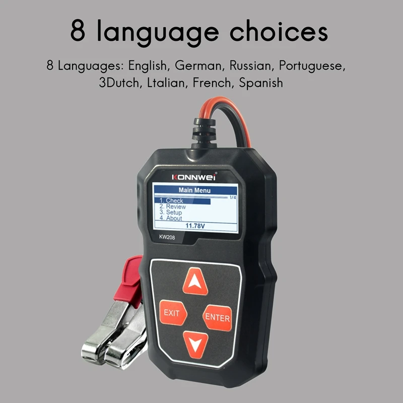 

KONNWEI KW208 Battery Tester Car Digital 12V 100-2000CCA Automotive Battery Capacity Tester Test Tool