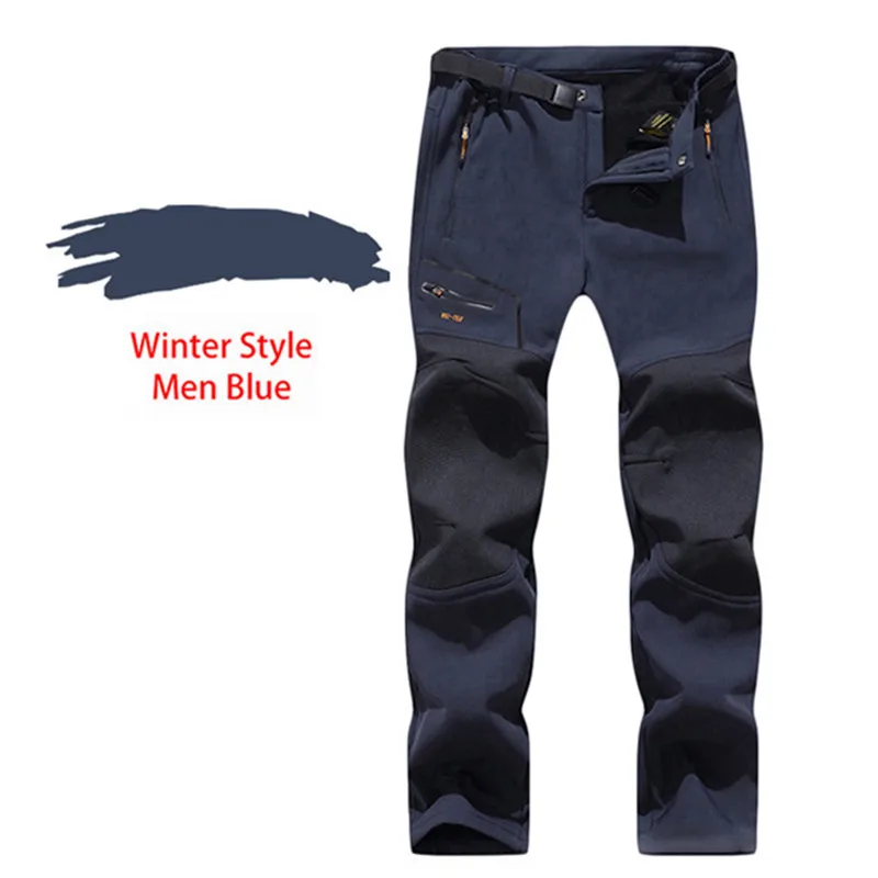2019 blue Luţu флисовые штаны для активного отдыха мужчин осень Softshell Штаны Открытый Брюки женские водонепроницаемые thremal горных походов лыжные брюки - Цвет: 2019 blue