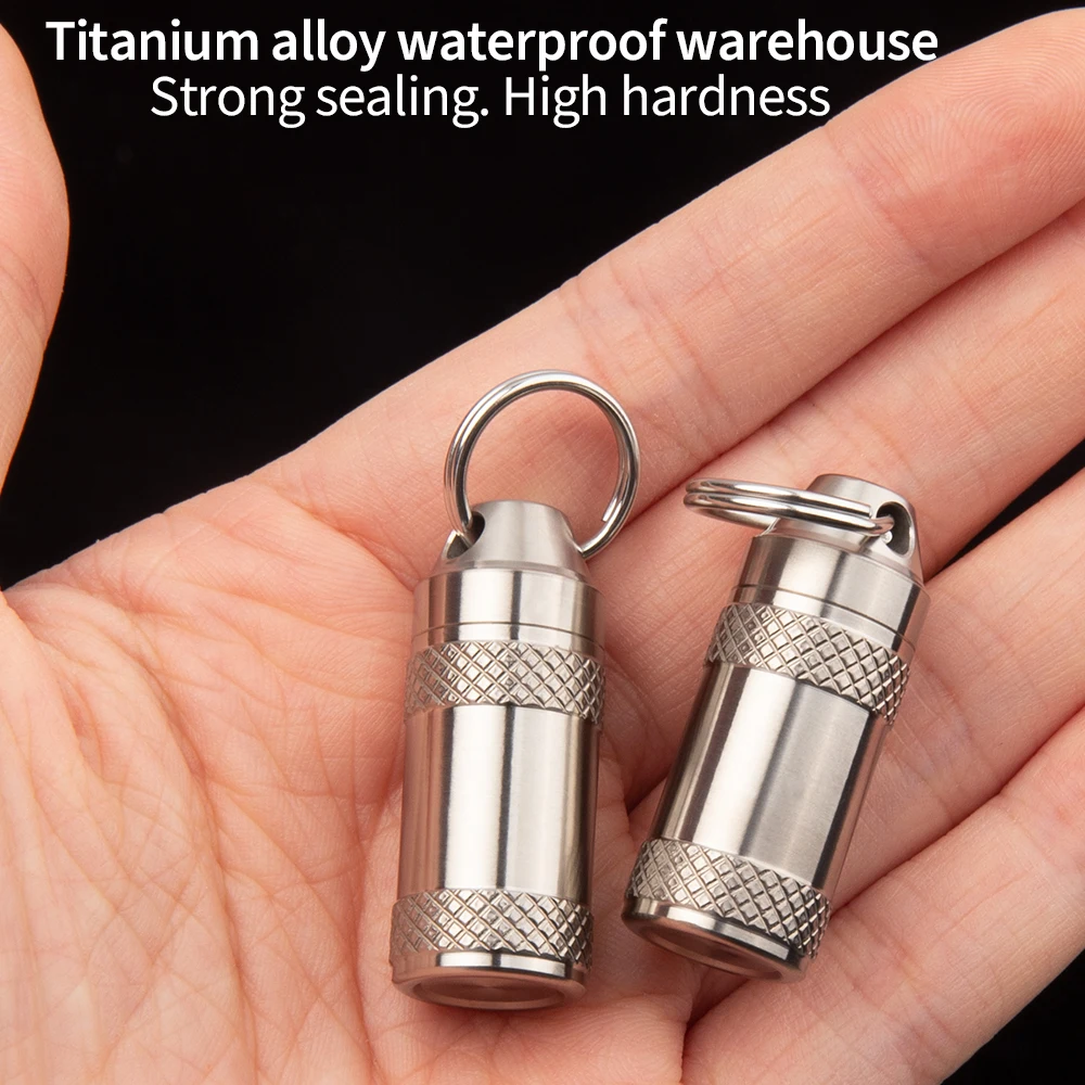 Titanium alloy waterproof storage medicine box EDC mini pill portable keychain storage bottle medicine jar small