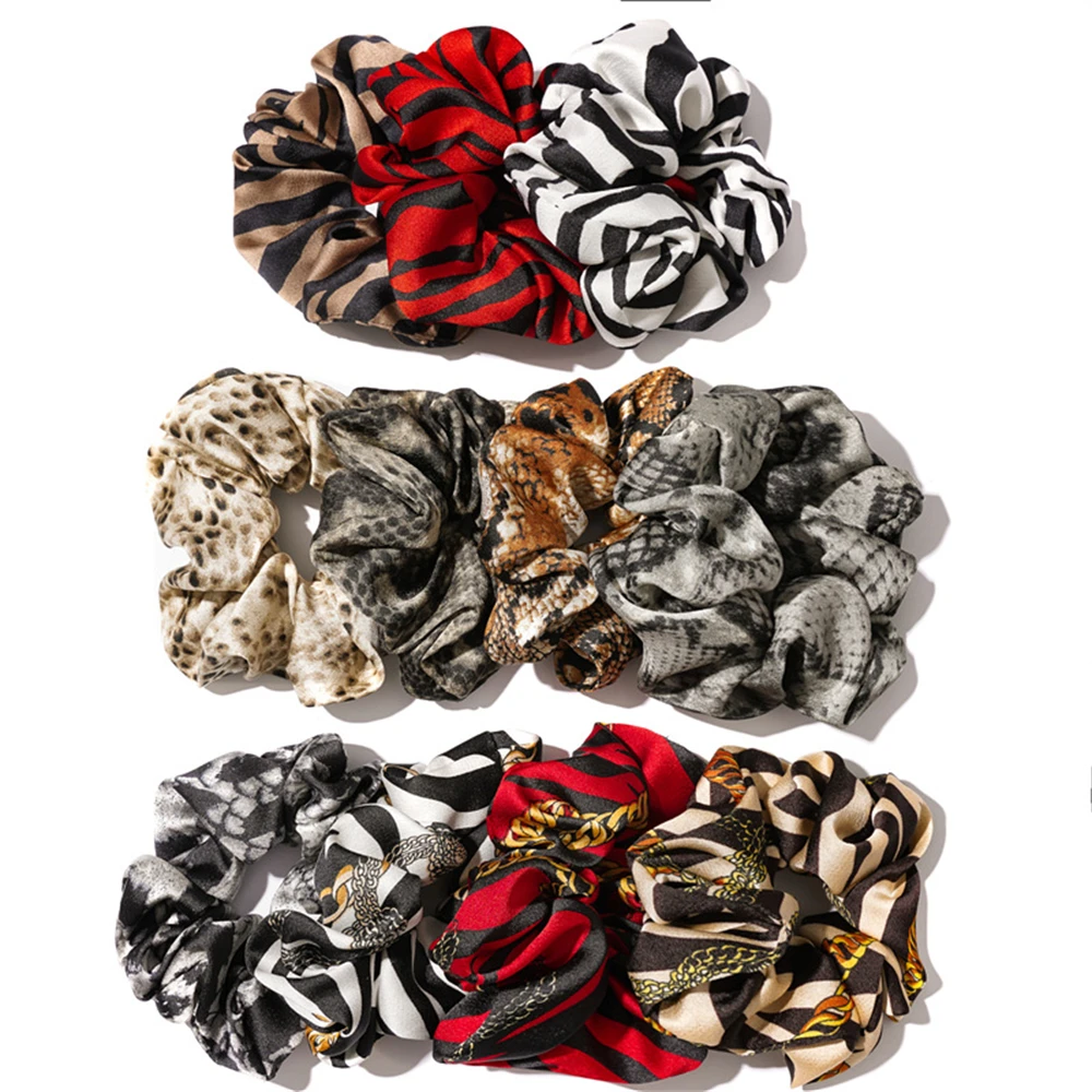 

Fashion Sweet Retro Leopard Stripes Girl Simple Hair Ring Hair Scrunchie Ponytail Hair Band Head band Women For Hair Accessories