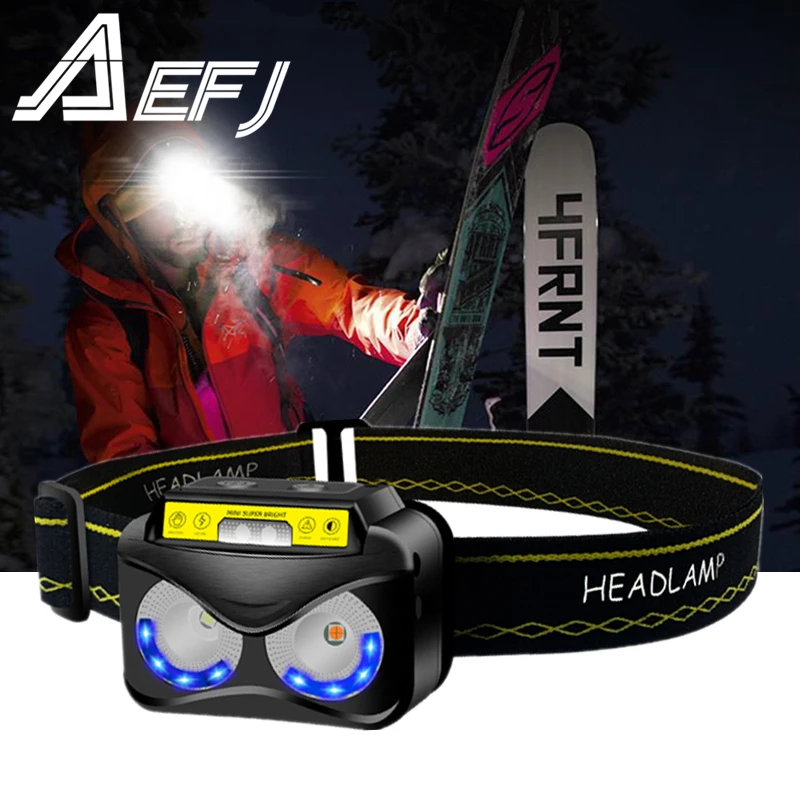 

New Rechargeable XP-G2 LED Headlamp Body Motion Sensor Headlight Camping Flashlight red white yellow Head Light Torch Lamp