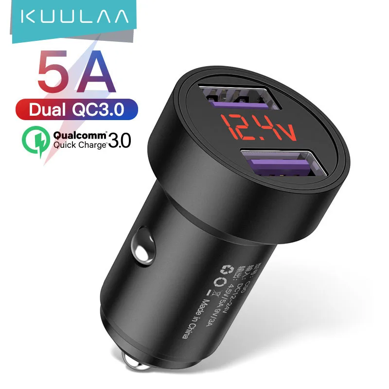 KUULAA Быстрая зарядка 3 0 USB Автомобильное зарядное устройство для iPhone Xiaomi Samsung Huawei SCP