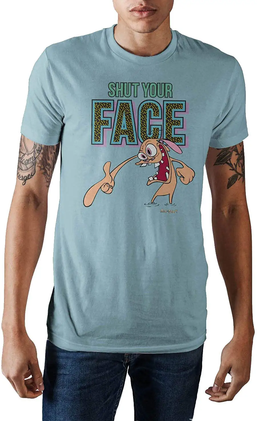 Ren & Stimpy Shut Your Face синяя футболка забавная унисекс мужская женская футболка| |