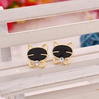 personality creative black smiley cat ear studs earrings