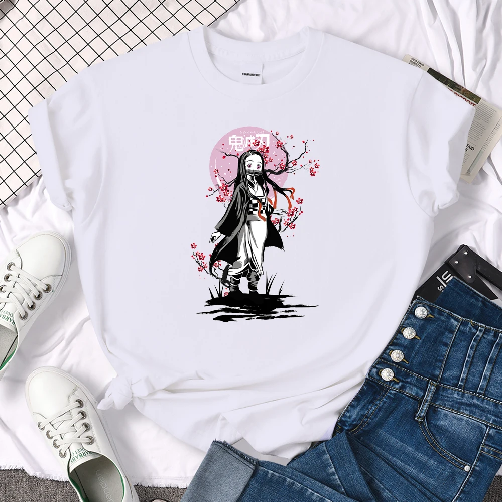 

Anime Demon Slayer Kamado Nezuko Cartoon Print T-shirt ladys big size Comfortable Breathable tops Womens Soft Skin-friendly Tees