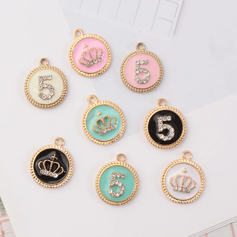 10 шт./упак. Корона Эмаль Подвески номер пять для серьги Браслеты &quotсделай сам&quot