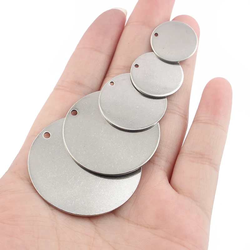 

10pcs Round Stamping Disc Pendant Jewelry Stainless Steel Material For Keychain Necklace Bracelet Making Findings