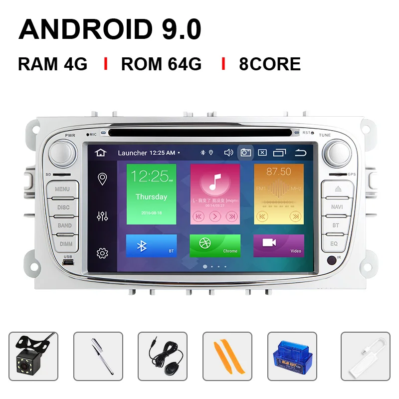 64ROM Carplay OBDCam 8 ядерный 4 г ram ips DSP Android 9 автомобильный Радио мультимедиа для Ford Focus 2 3 mk2 Mondeo 4 Kuga Fiesta Transit подключения S-MAX C-MAX OBD2 - Цвет: 64ROM Carplay OBDCam