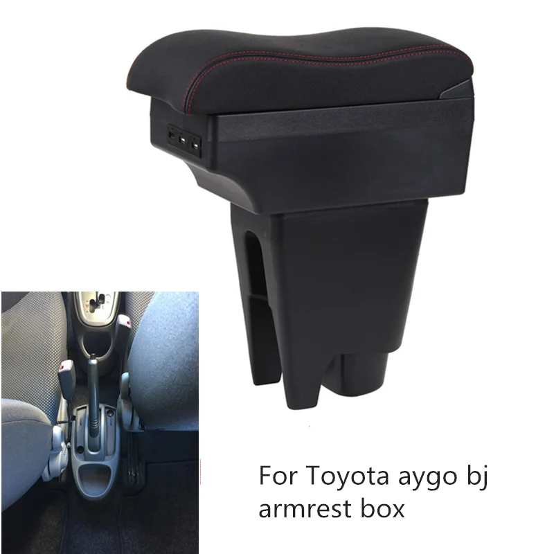 Для Toyota aygo bj подлокотник коробка зарядка через usb увеличивает двухслойный центральный магазин содержание держатель стакана, пепельница аксессуары
