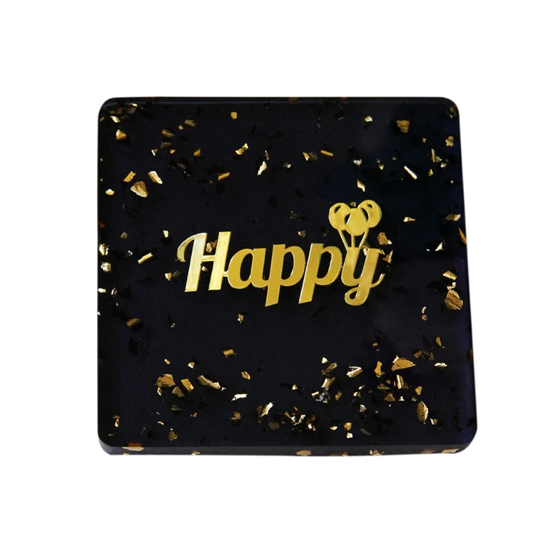 

M17D Happy Square Resin Coasters Coffee Cup Mat Heat Resistant Placemat Drink Cup Pad