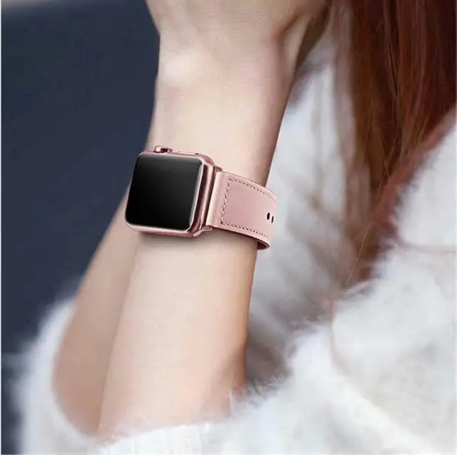 

Genuine leather loop strap for apple watch band 42mm 38mm watchband for iwatch 44mm 40mm series se7 6 5 4 3 2 1 belt 41mm 45mm