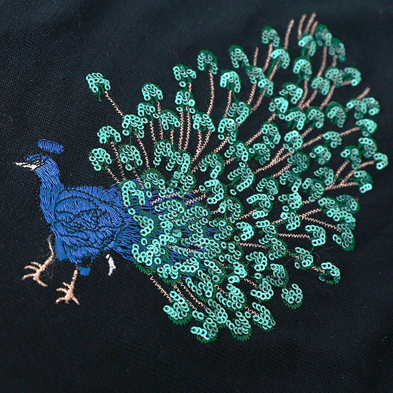 Will Code Suit-dress Round Neck Loose Pullover Joker Embroidery Peacock Knitting Skirt Sweater Fat Mm Autumn 200 Jin |