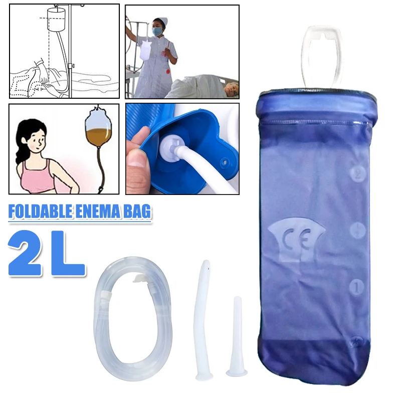 2L складная сумка для клизмы многоразовая из силикагеля кофейная вода очищение