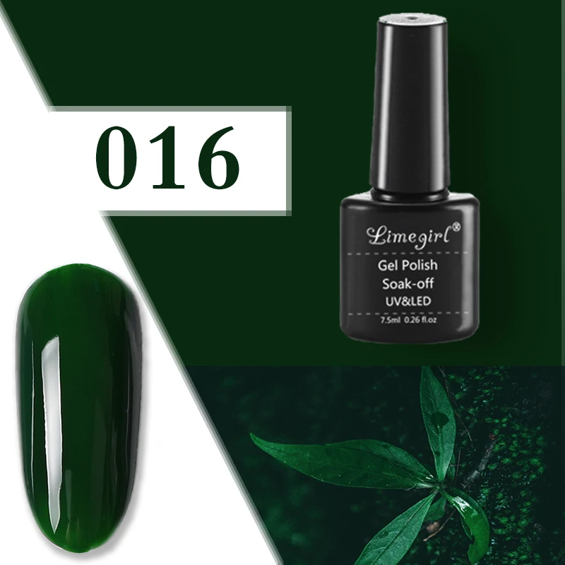 016 Limegirl 7,5 мл Полупостоянный Гель-лак для ногтей замачиваемый черный/белый/зеленый УФ гель лак для ногтей Гель-лак Nagellak Nail Art - Цвет: 016