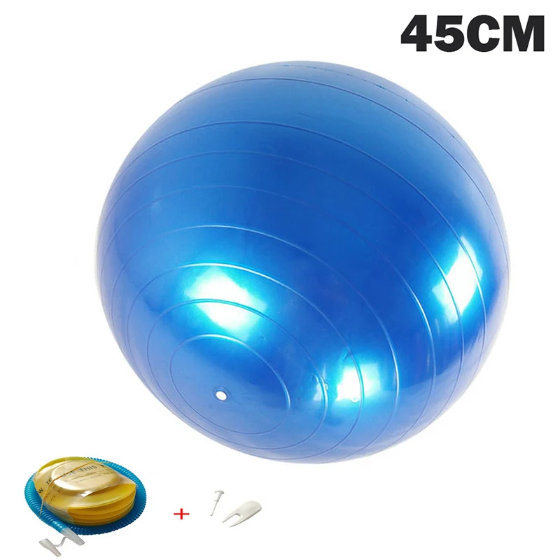 45CM Blue Мячи для йоги Пилатес фитнес спортзал массажер точки фитбол для баланса тренировки мяч 45/55/65/75/85 см с насосом - Цвет: 45CM Blue