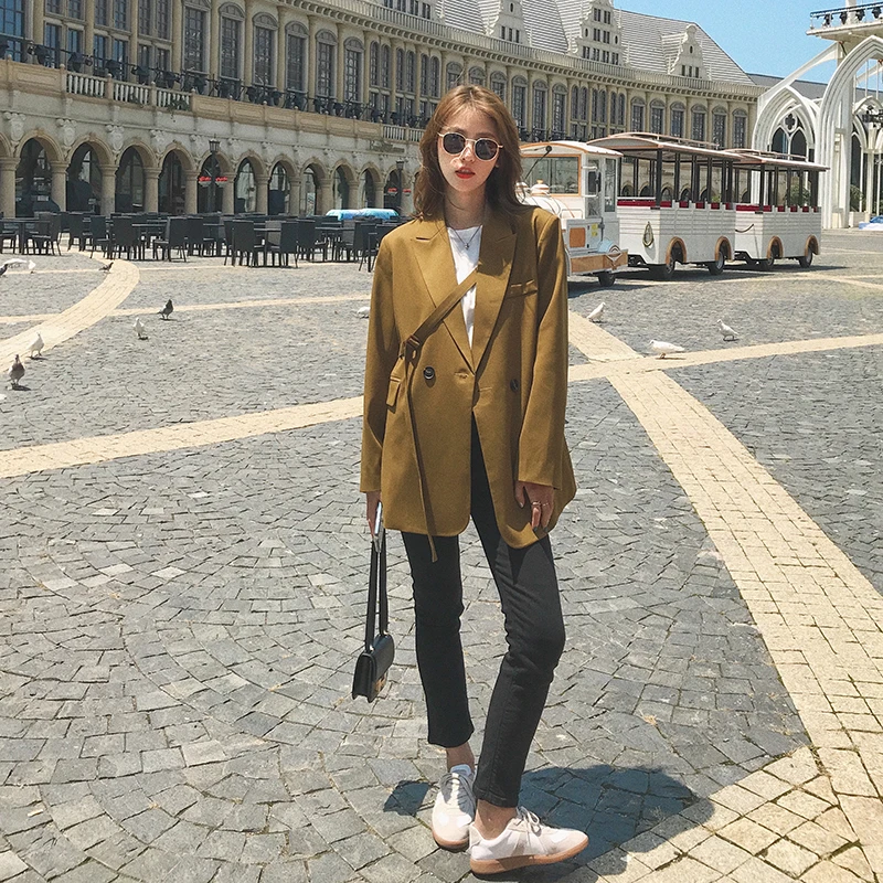 

NSMW MI 2021 Women Suit Jacket Sense of lacing Sense Spring Autumn Fashion Casual Korean Design Loose Female Blazer X8