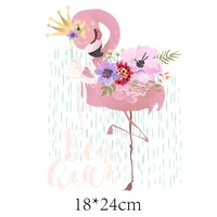 cute crown flamingo patches flower thermal stickers on clothes iron on transfers for clothing thermoadhesive patch diy applique
