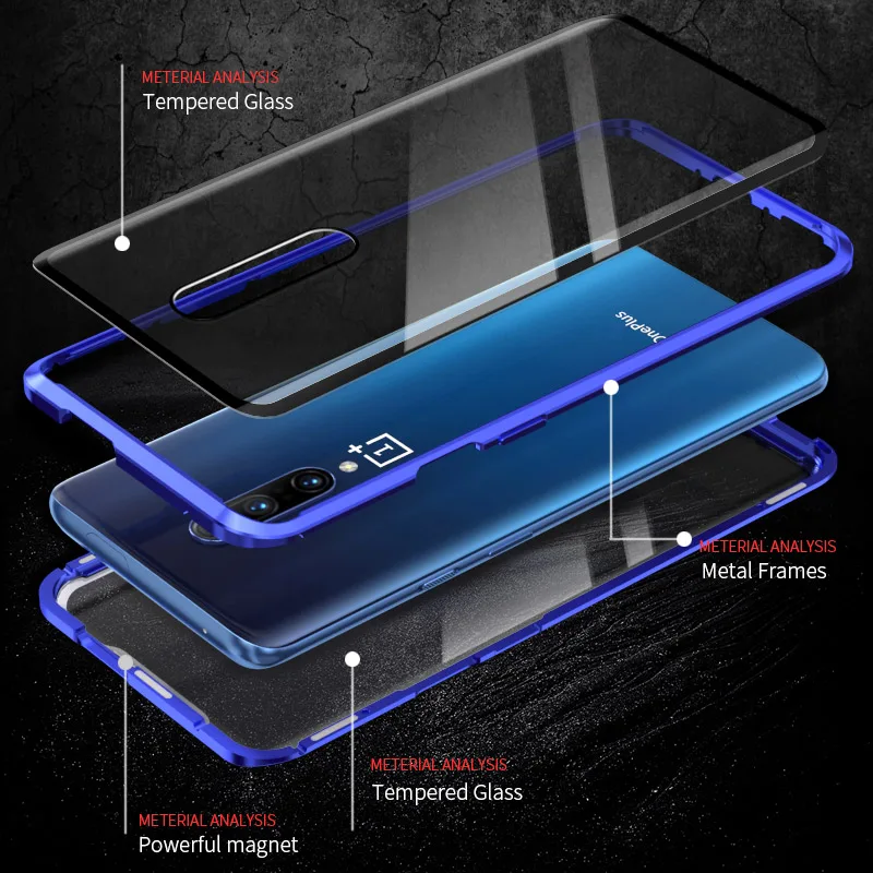 Двусторонний металлический чехол с магнитной адсорбцией для OnePlus 7 7T Pro 6T Защитное