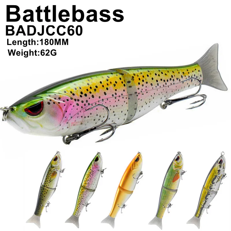 

BATTLEBASS 2021 NEW Trout Slide Bait Fishing Lures 18cm 62g Sink Hard Wobbler Jointed Lure Glide Fishing Tackle Soft Tail Bait