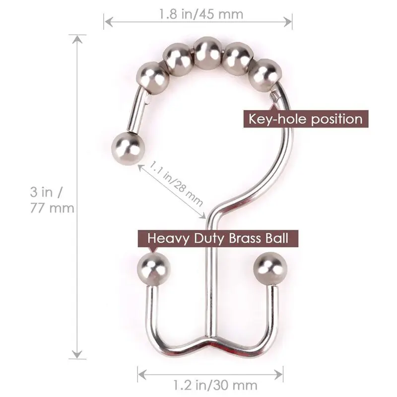 Нержавеющие кольца для душевой занавески сверхмощные роликовые двойные
