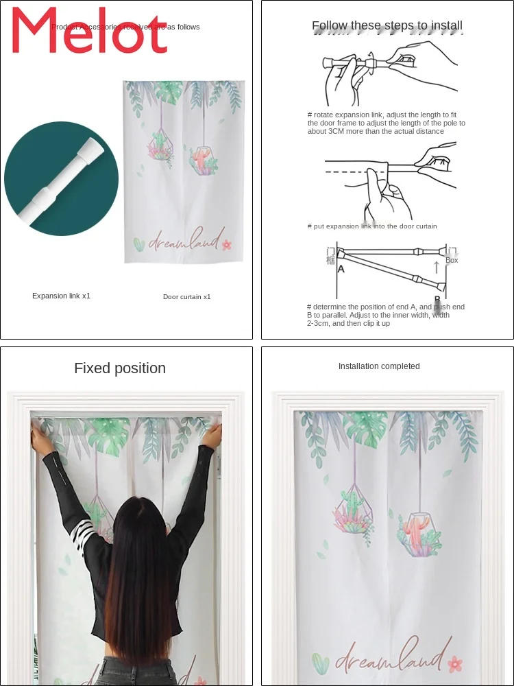

High-End New Chinese Style Door Curtain Bedroom and Household Partition Fabric Outer Door Half Curtain Hanging Curtain Occlusion