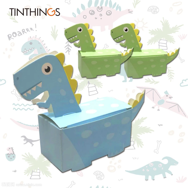 

500 Pcs Gift Candy Box For Jurassic World Dinosaur Party Favor Box Cookie Candy Chocolate Packaging Bags Boy Kids Birthday Small