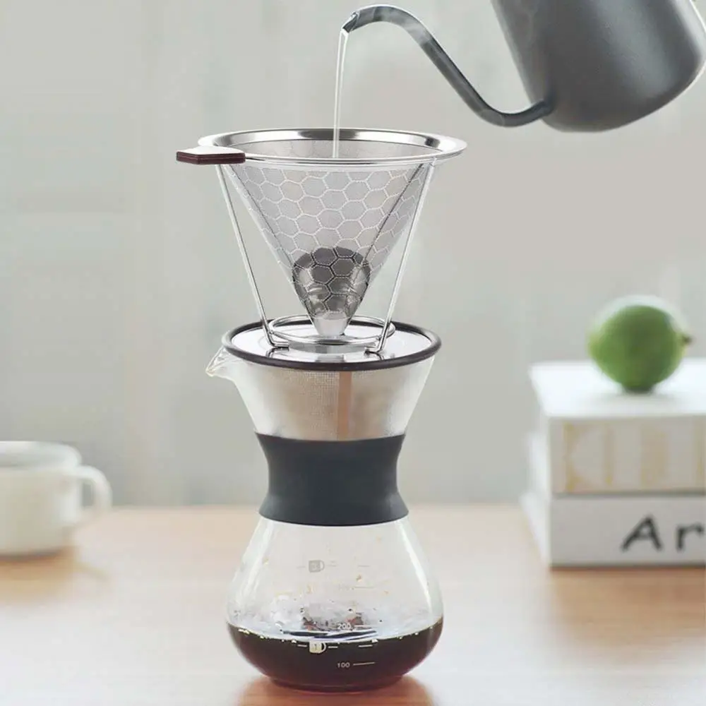 Reusable Coffee Filter Durable Stainless Steel Holder Mesh Funnel Baskets Pour Over Dripper Strainer Tool | Дом и сад