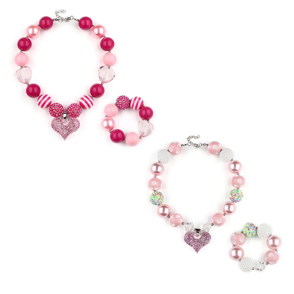 CdyBox Дети Девушки Красный украшенный розовым бисером сердце кулон не сужающийся