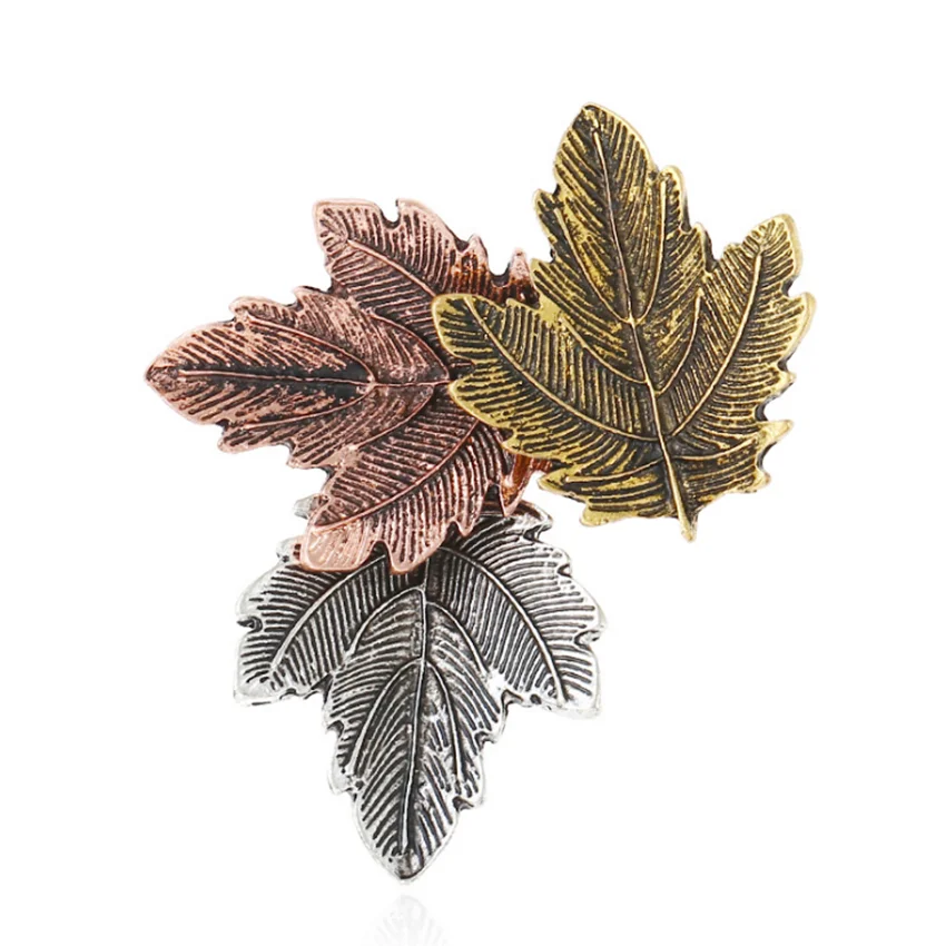 FYJS уникальный 3 цвета слой сплава Кленовая брошка в виде листьев для женщин