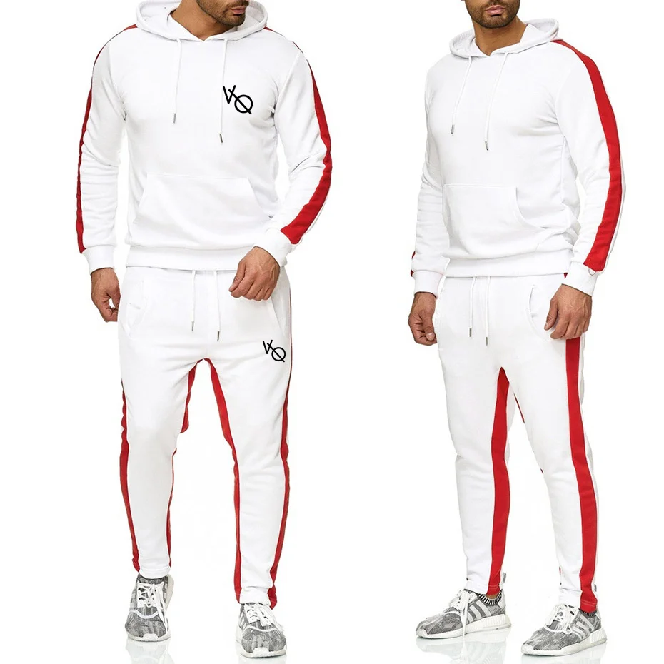 

Suit sportswear men's fall/winter hooded sweatshirt drawstring suit sportswear 2021 men's suit pullover two-piece casual